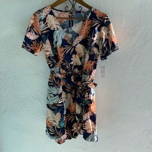 Tropical floral print shorts romper NWT